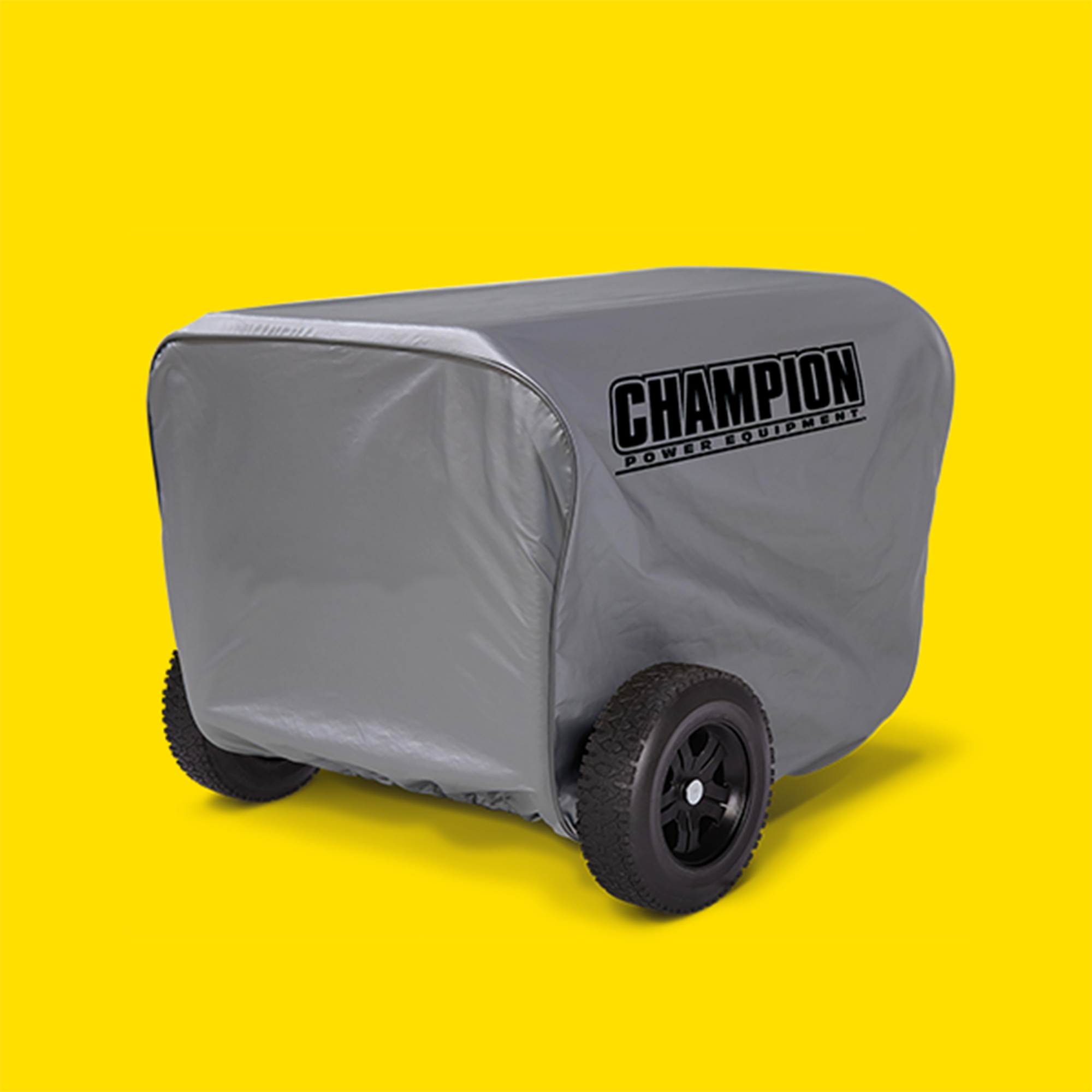 A Champion Power Equipment cover on a portable generator