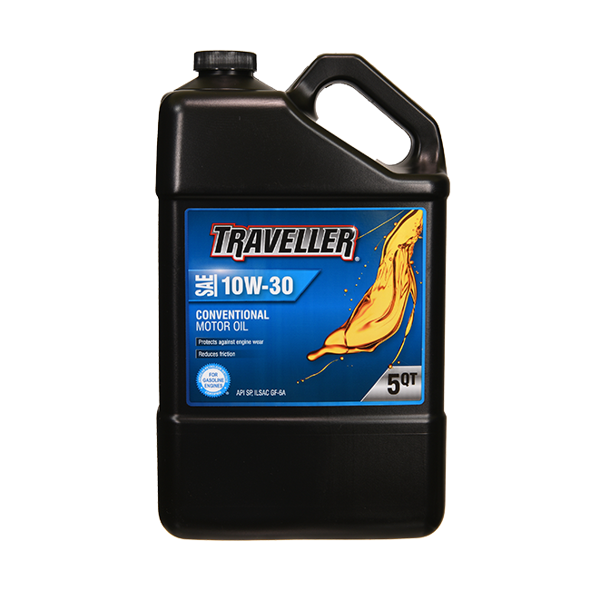 A bottle of Traveller motor oil