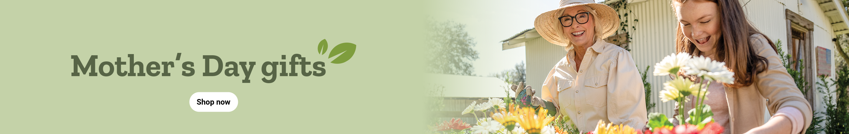 A promo banner showing a mother and daughter. Shop Mother’s Day gifts. 