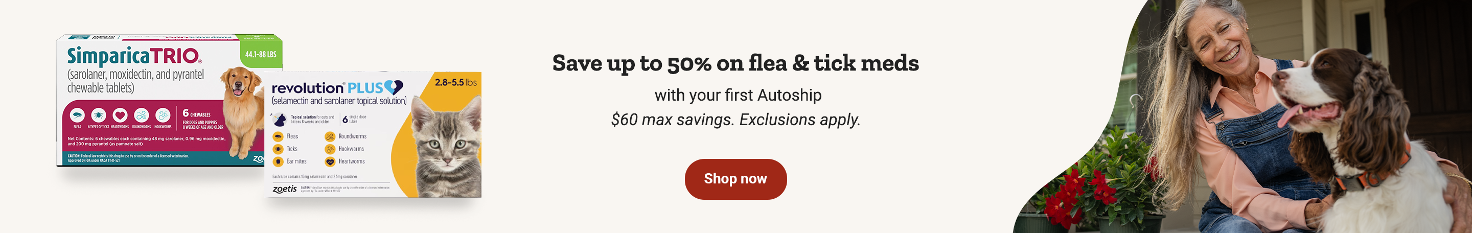 Save up to 50 percent on pet and animal meds, up to 60 dollars in savings. Shop now.