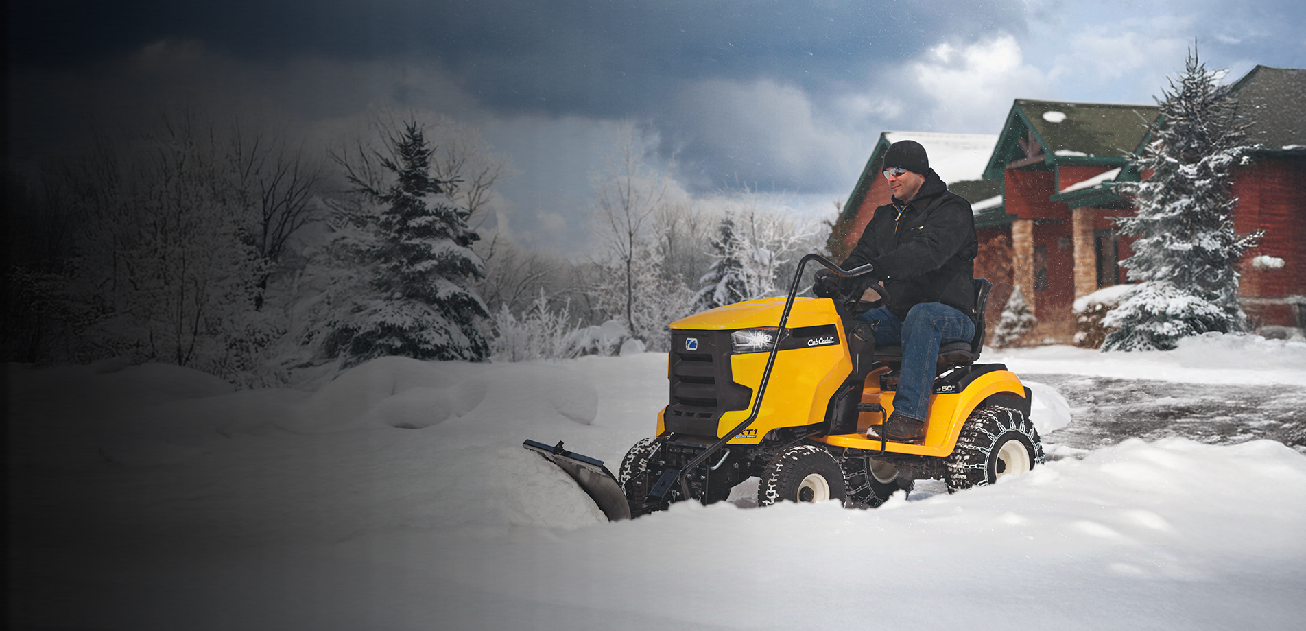 A man on a Bad Boy lawn mower. Text reads: delivery available as soon as today. Shop now.