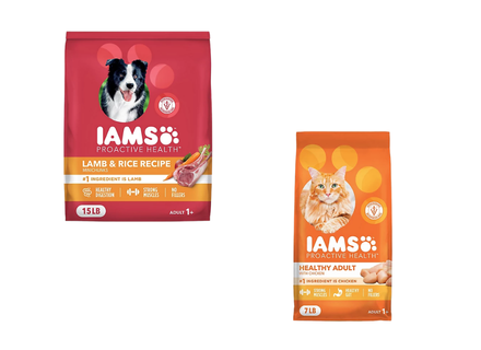 Category tile with text, Iams Dry Dog & Cat Food, Save up to $4.