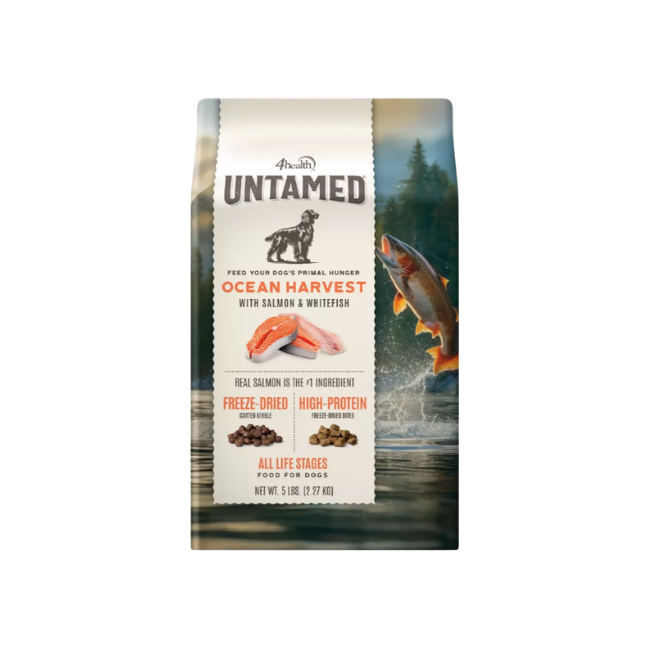 A bag of freeze dried dog food