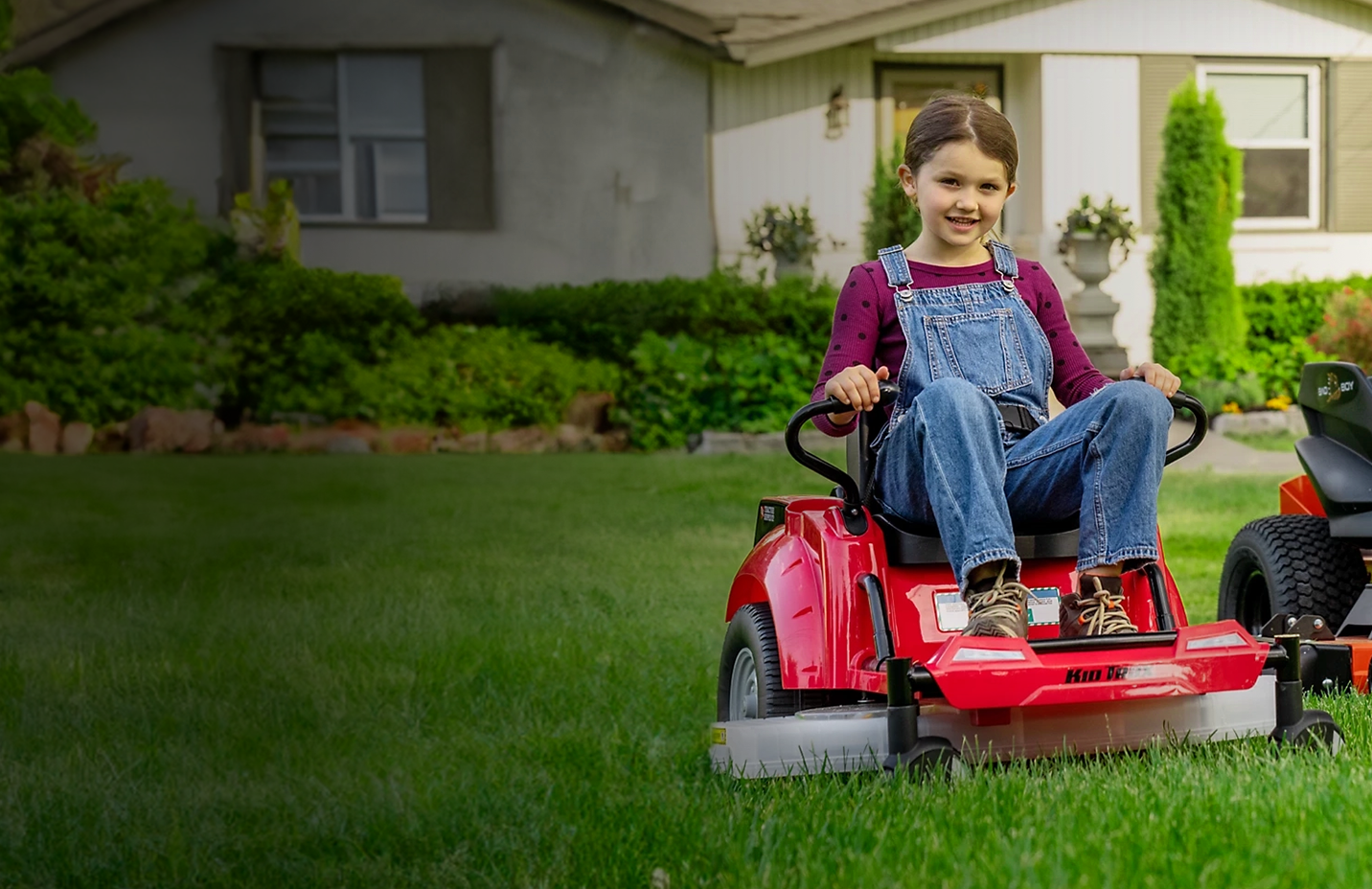 Promotional banner reading, Powered ride-on toys. Big fun for kids who love to ride.