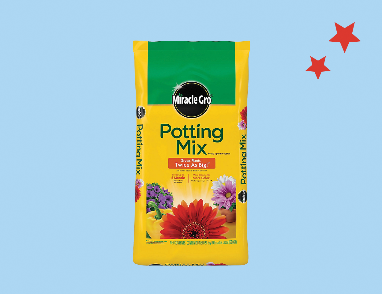 Deals tile with text, Save 2 dollars, now 16.99 dollars on Miracle Gro potting mix. Shop now. 