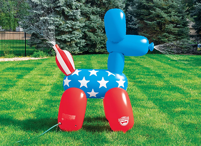 Deals tile reading Save 20 percent, starting at 3 dollars and 19 cents on summer toys and games with an inflatable poodle shown. Shop now. 