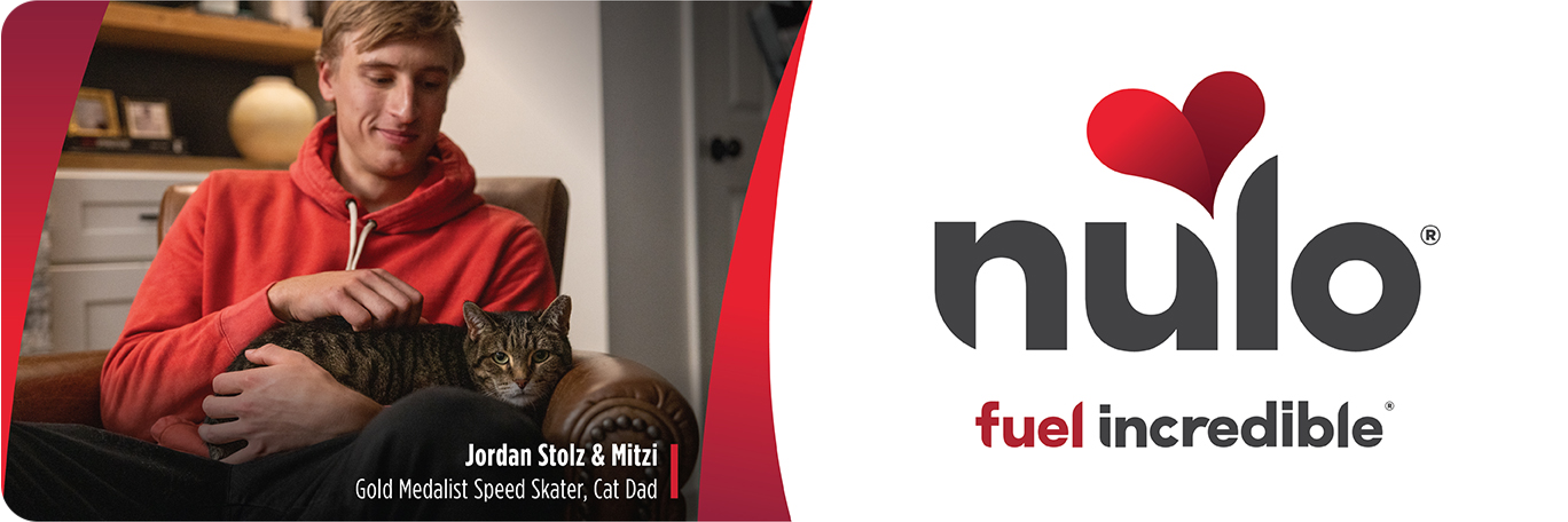 Nulo banner reading, Fuel incredible, featuring a cat. Shop now.