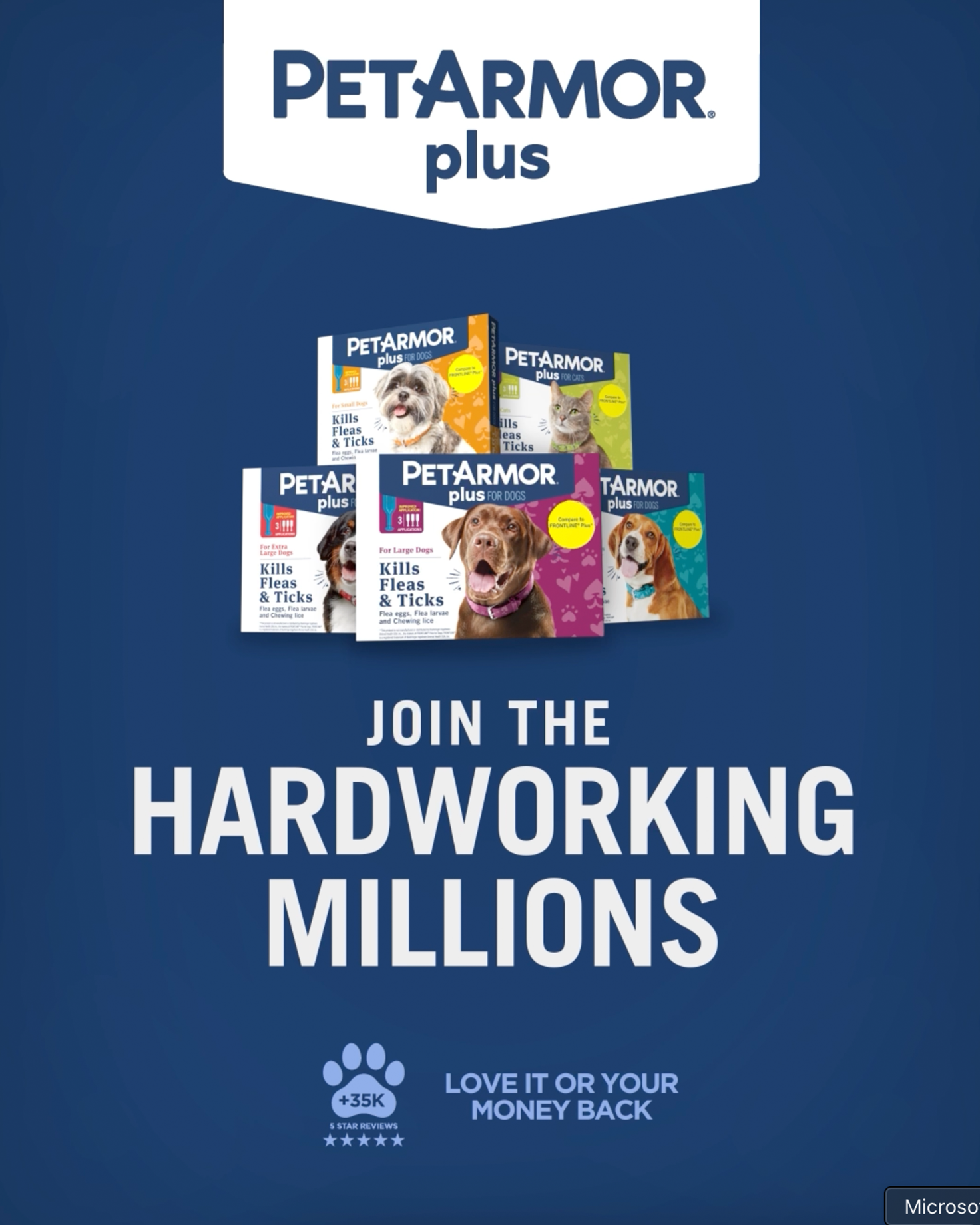 A short PetArmor promotional video with a play arrow