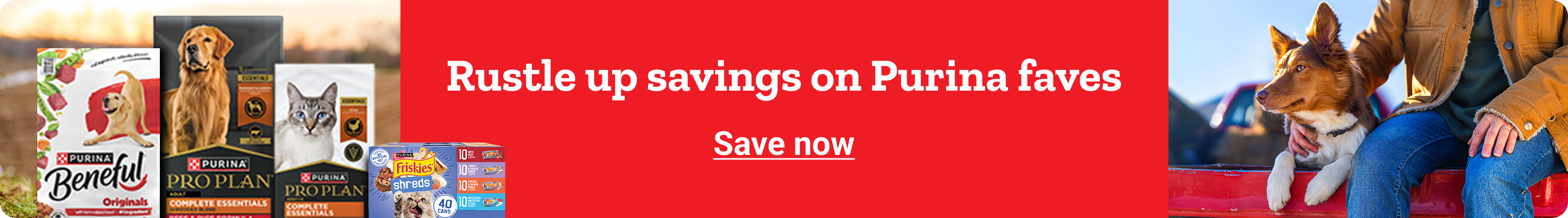 Purina banner with text Feed Their Freedom with Purina and look for in-store savings at your local Tractor Supply.