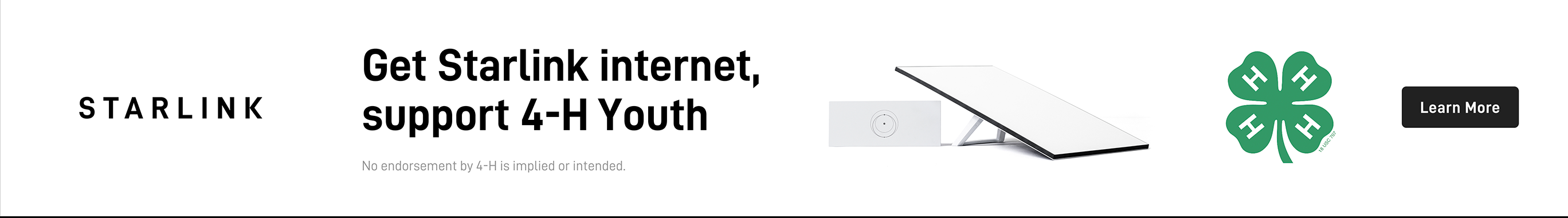 Get Starlink internet, support 4-H youth. Learn more. 