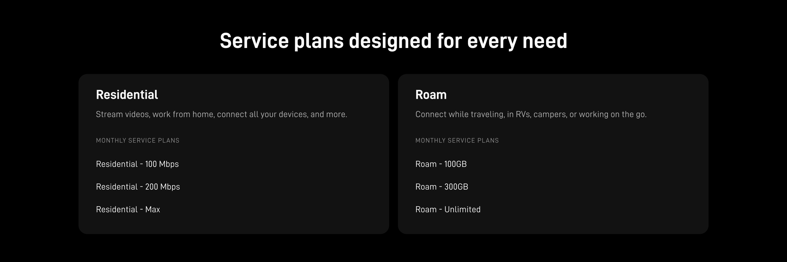 Service plans designed for every need.