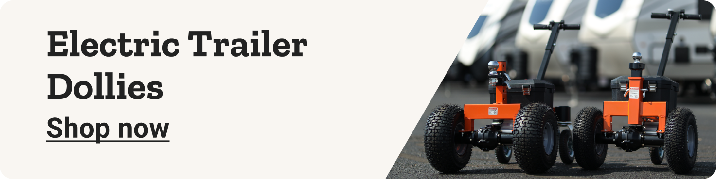 A promotional banner with two Super Handy trailer dollies and a shop now button. 