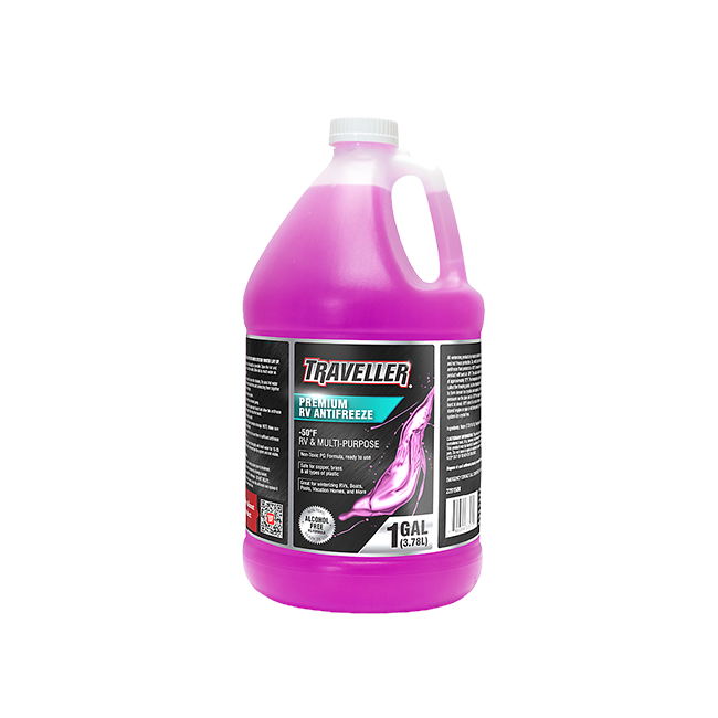 A gallon of automotive fluid is shown. Shop truck and automotive products.
