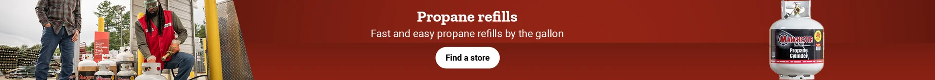 A TSC store associate refilling a propane tank