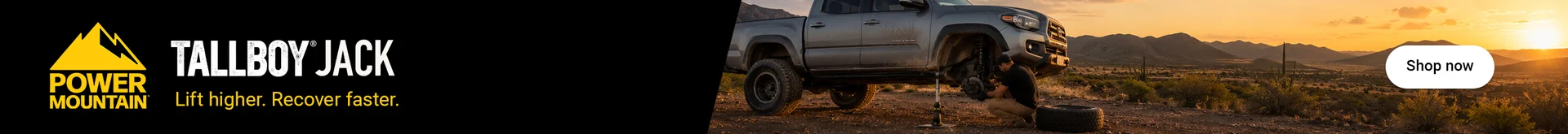 Power Mountain tallboy jacks. Lift higher. Recover faster. Shop now.