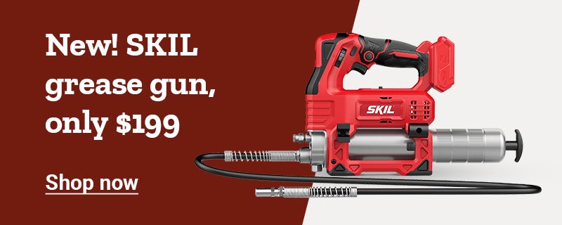 New! SKIL grease gun, only 199 dollars. Exclusively at Tractor Supply. Shop now.