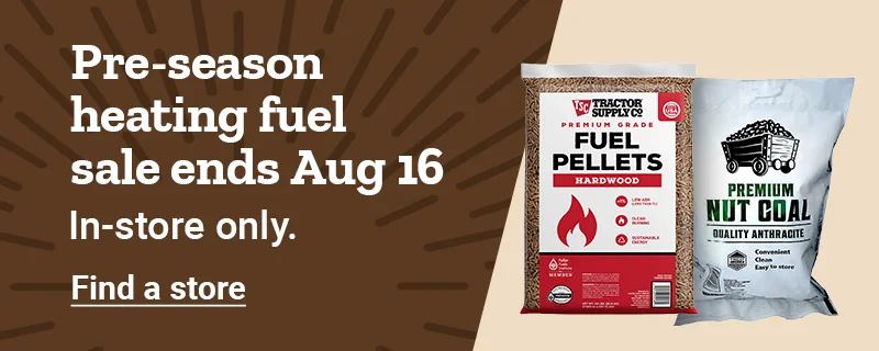 Banner reading, Pre-season heating fuel sale ends Aug 16, layaway now, pick up by Sep 27, in-store only. Find a store.