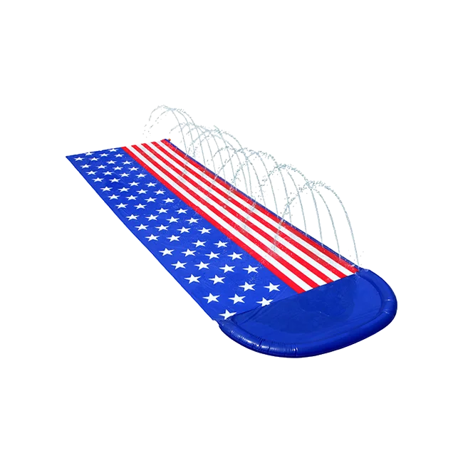 Category tile labeled water slides and splash pads. Shop now.