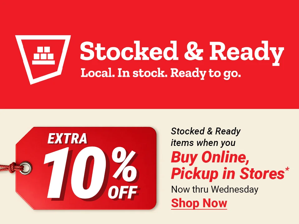 Save an extra 10% when you buy online and pick up in store, now through Wednesday. Promotional banner featuring a Tractor Supply team member with a dog.