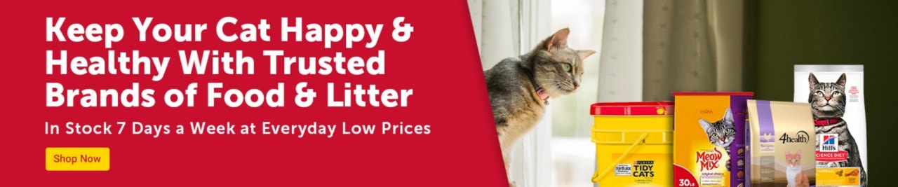 Keep your cat happy and healthy with trusted brands of food and litter. In stock seven days a week and everyday low prices. Shop Now.
