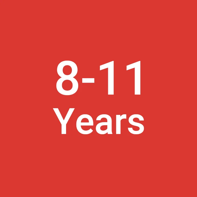 Category tile labeled ages 8-11 years. Shop now.