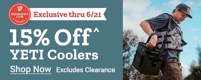 Neighbor's Club members receive 15% off YETI coolers. Excludes clearance. Shop now
