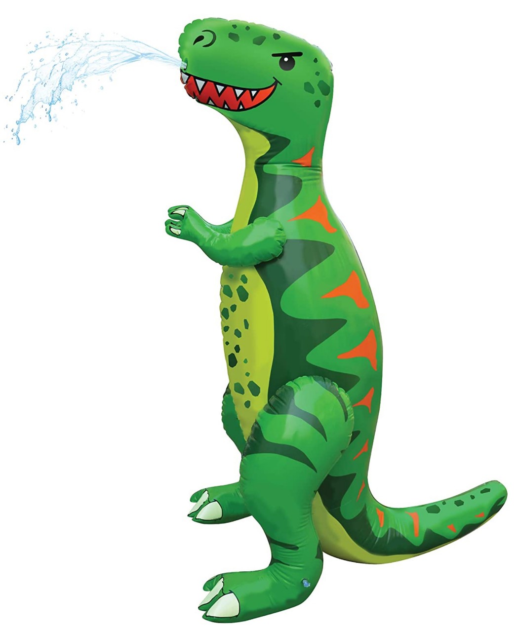 Image an inflatable dinosaur sprinkler.