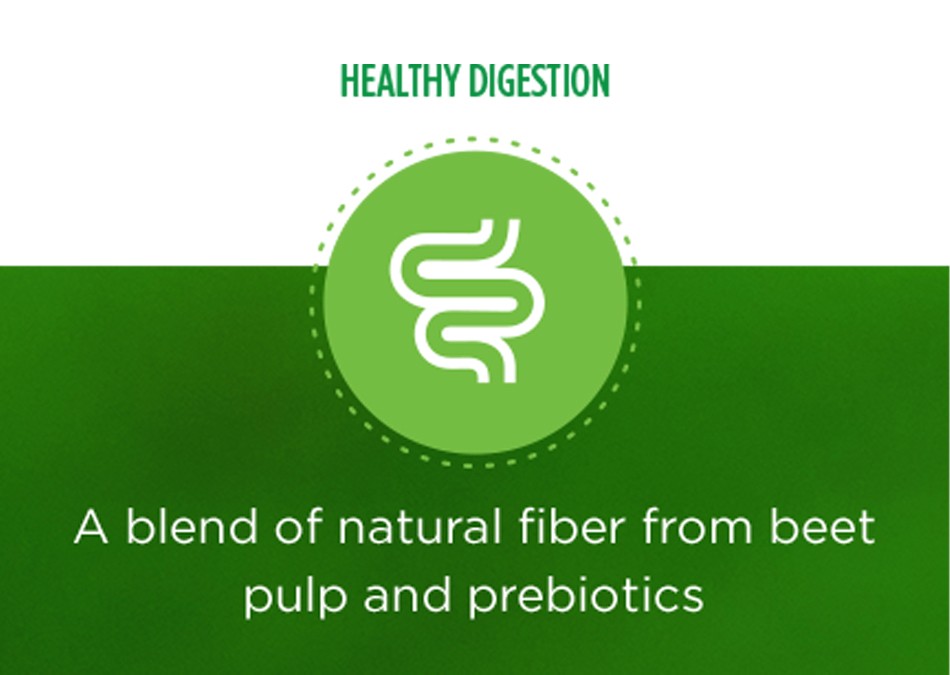 Healthy Digestion. A blend of natural fiber from beet pulp and prebiotics.