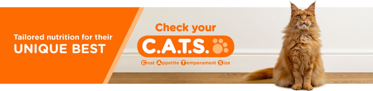 Tailored nutrition for their unique best. Check your C.A.T.S. Coat, Appetite, Temperament, Size.