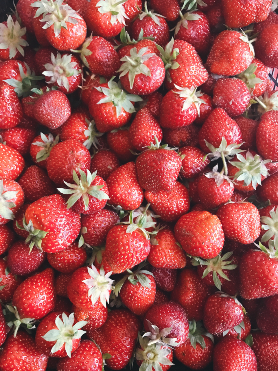 Image of a large pile of strawberries.