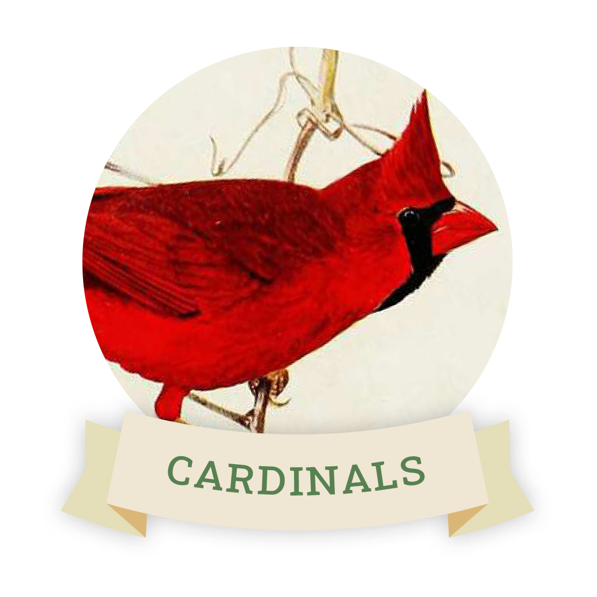 Image of a cardinal. Links to cardinal favorite food and feeders.