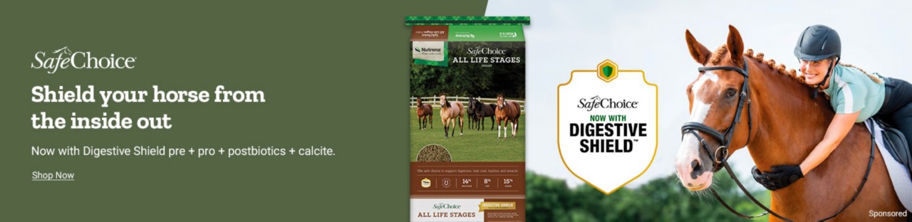 SafeChoice. Shield your horse from the inside out. Now with Digestive Shield. Pre, pro, postbiotics, calcite. Shop Now.
